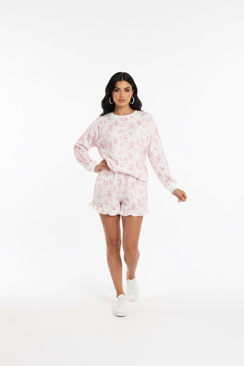 Floral Stripe French Terry Set