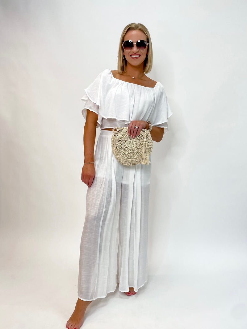 Luminous White Sheet Tulip Ruffle Set