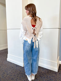 Risen Medium Wash High-Rise Boyfriend Cuffed Barrel Jeans
