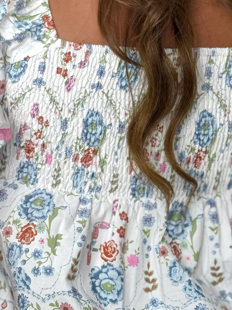 Wildflower Story Smocked Babydoll Top