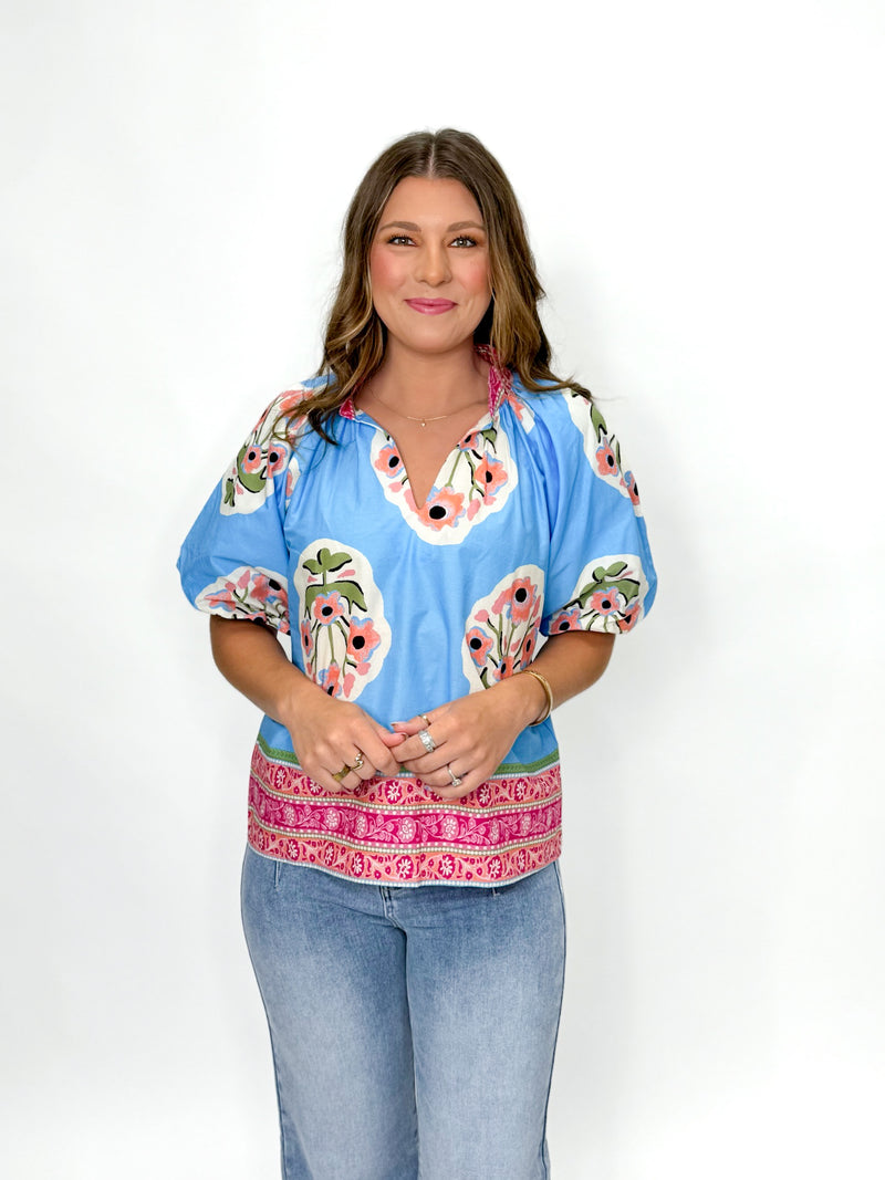 Positano Bloom Puff Sleeve Top