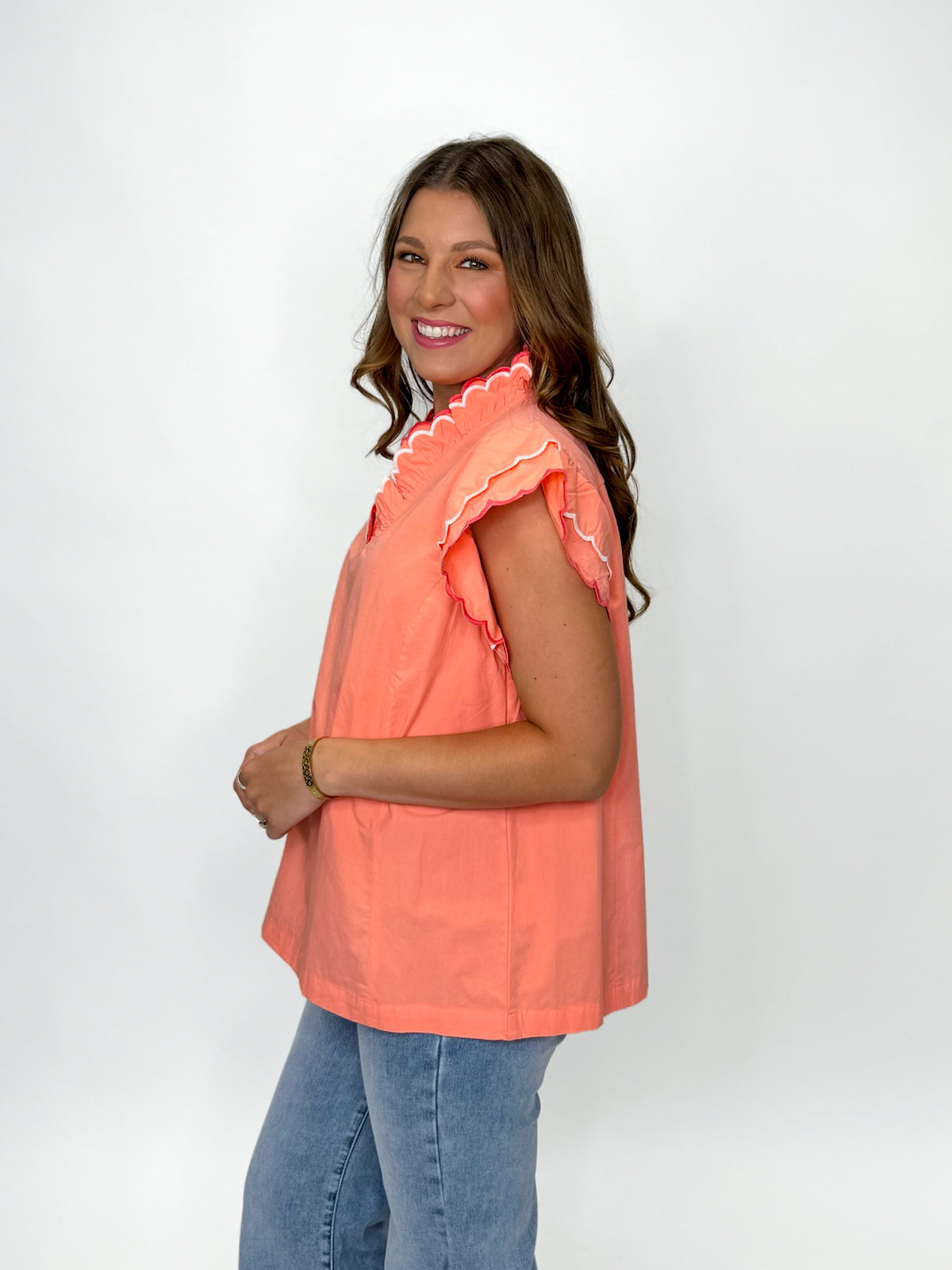 Sunset Scallop Ruffle Top