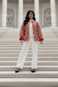 Red Gingham Cozy Quilted Jacket