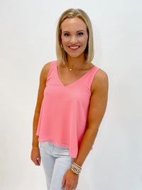 Peach Petal Sheer V-Neck Tank