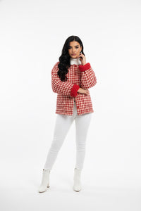 Red Gingham Cozy Quilted Jacket