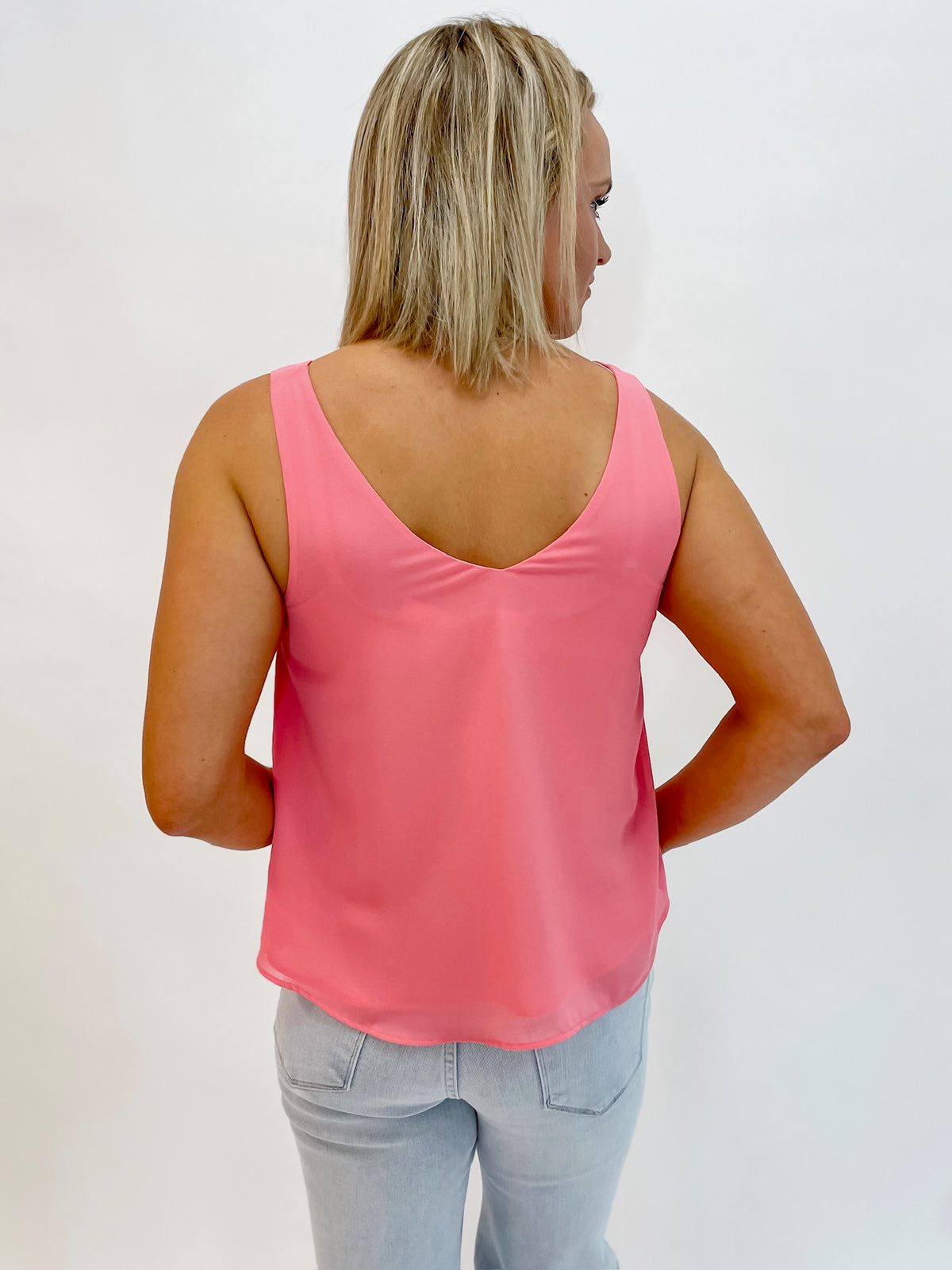 Peach Petal Sheer V-Neck Tank