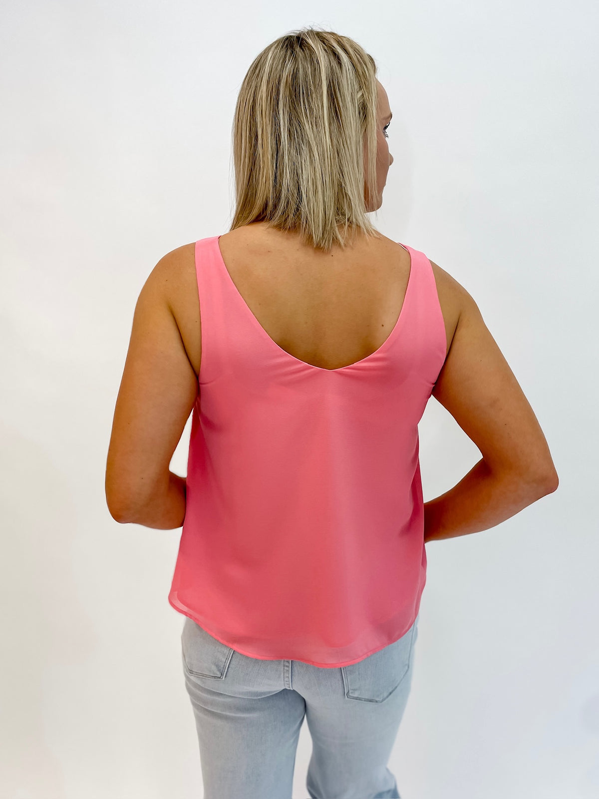 Peach Petal Sheer V-Neck Tank