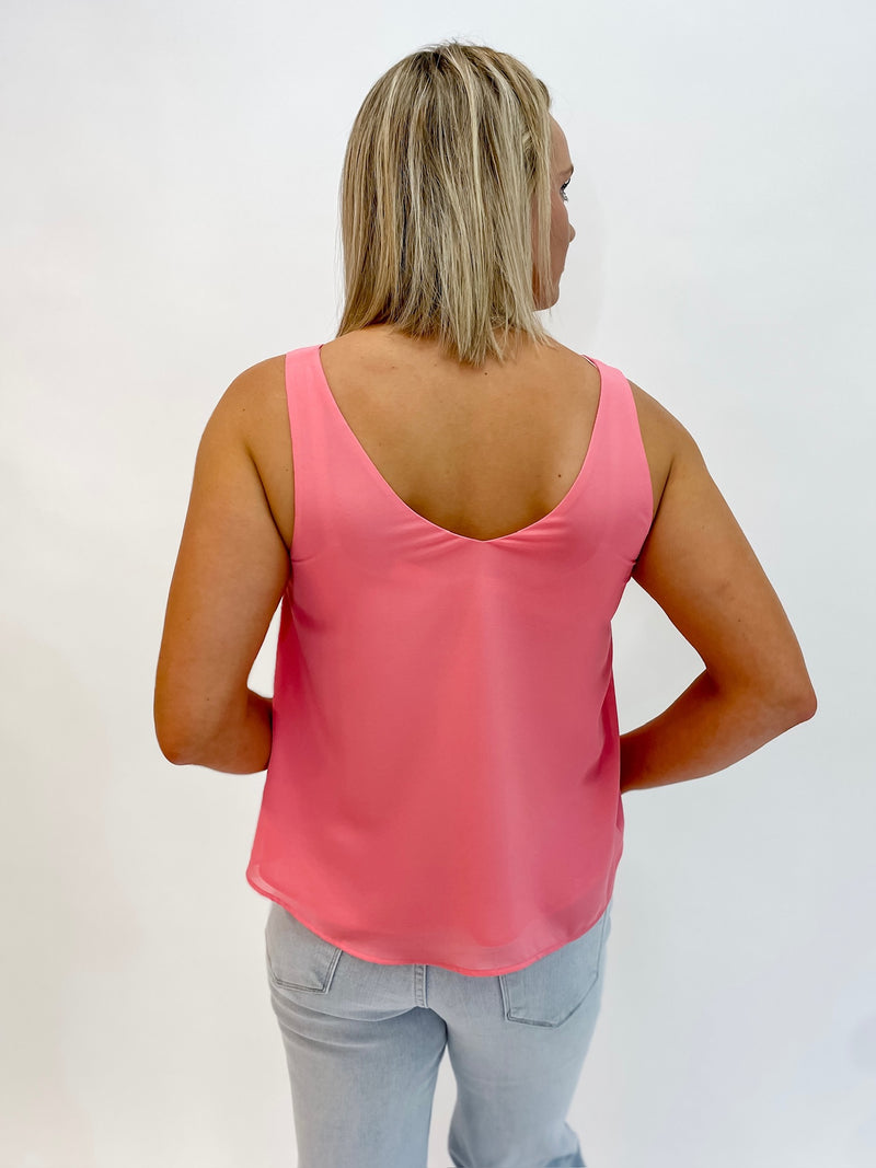Peach Petal Sheer V-Neck Tank