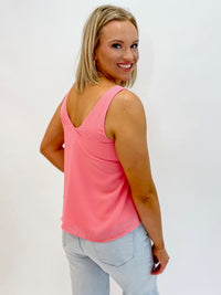 Peach Petal Sheer V-Neck Tank