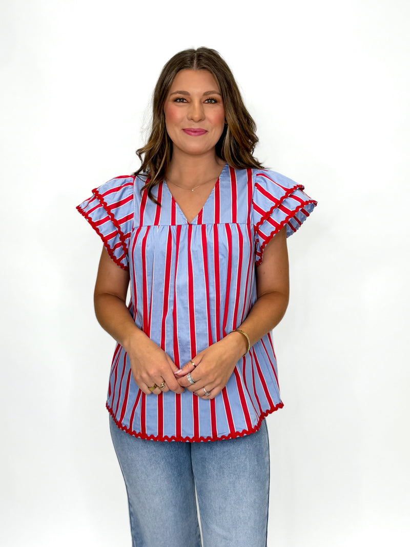 Carnival Stripe Ruffle Top