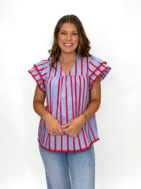 Carnival Stripe Ruffle Top