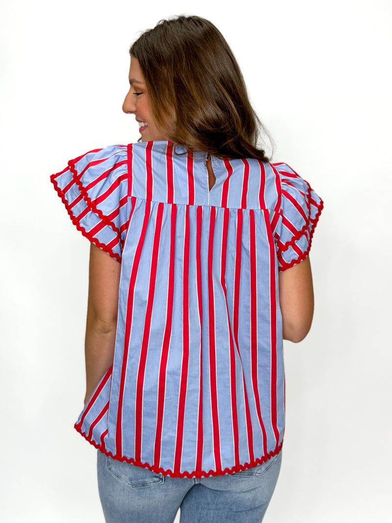 Carnival Stripe Ruffle Top