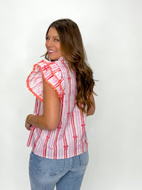 Sweet Stripes & Bows Flutter Top