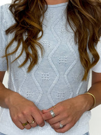 Diamond Drift Knit Top Baby Blue