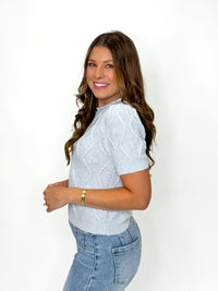 Diamond Drift Knit Top Baby Blue