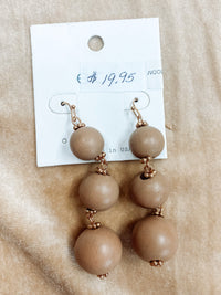 Tan Wooden Tiered Earrings