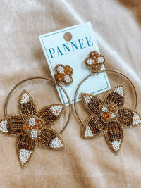 Pannee Flower Gold Hoop Earring