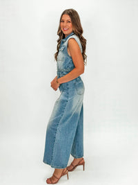 Snow Wash Cotton Utility Jumpsuit