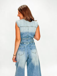 Snow Wash Cotton Utility Jumpsuit