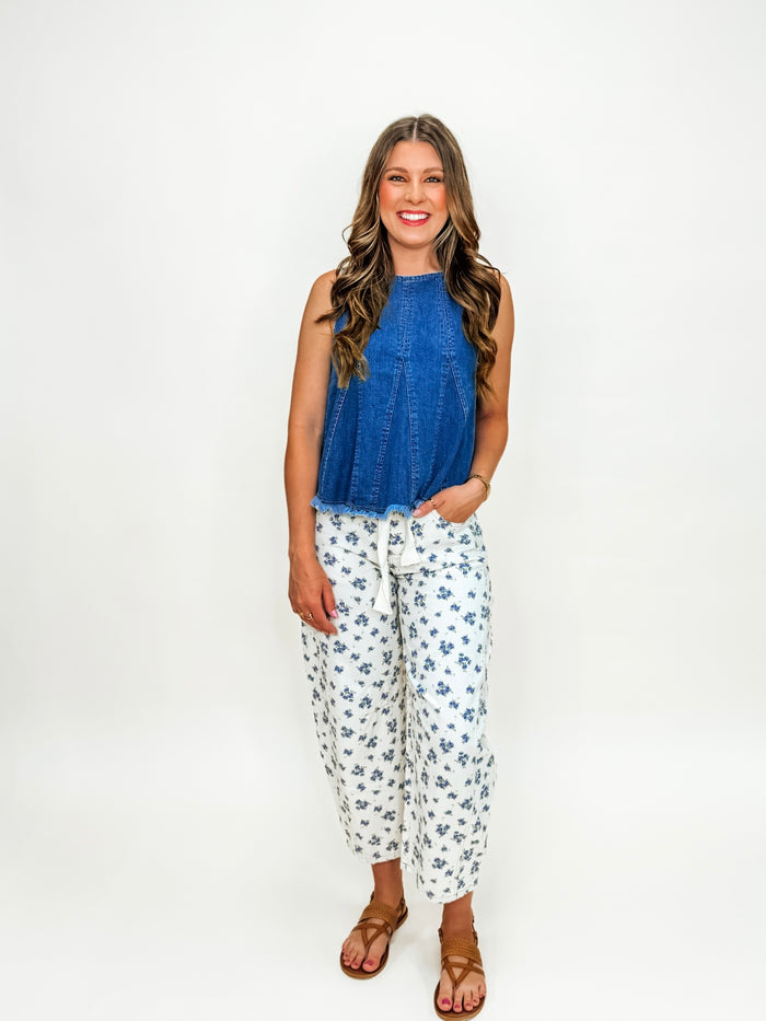 Denim Flare Peplum Tank Top