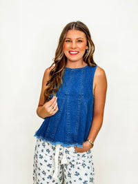 Denim Flare Peplum Tank Top