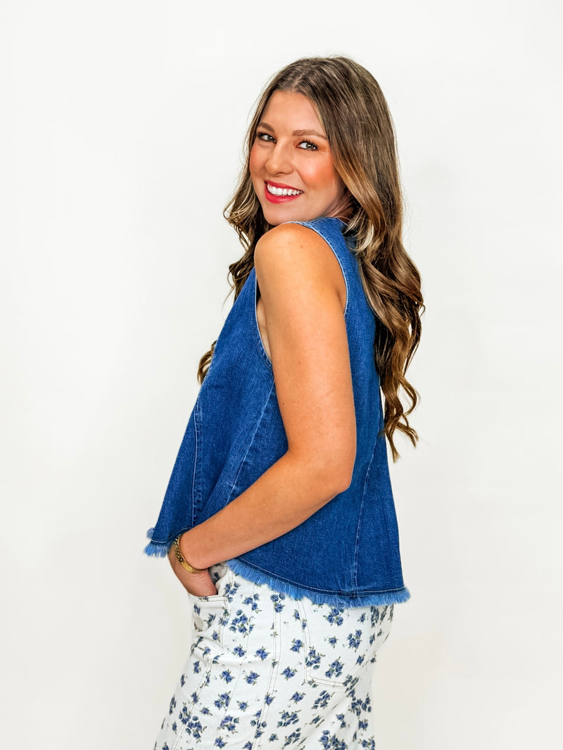 Denim Flare Peplum Tank Top