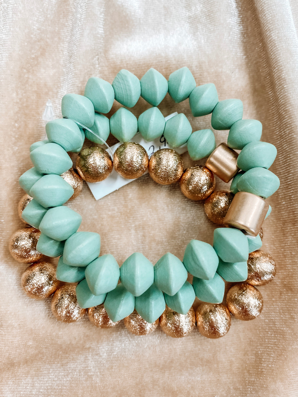 Teal and Gold 3 Piece Bracelet