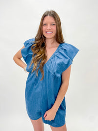 Denim Ruffle Romper