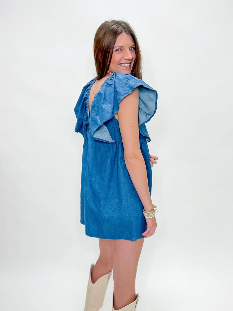Denim Ruffle Romper
