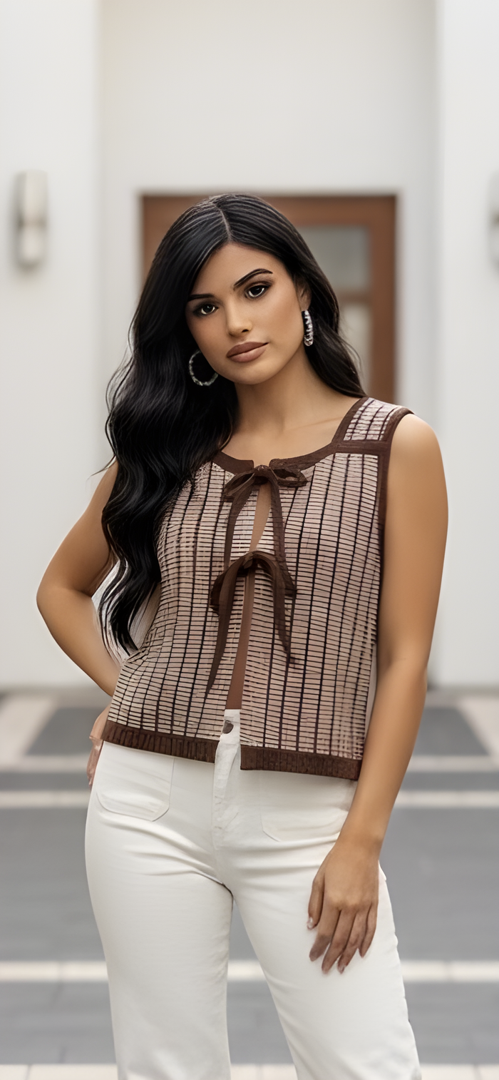 The Cocoa Ribbon Top- Vest