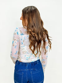 Blush Floral Mesh Long Sleeve Top