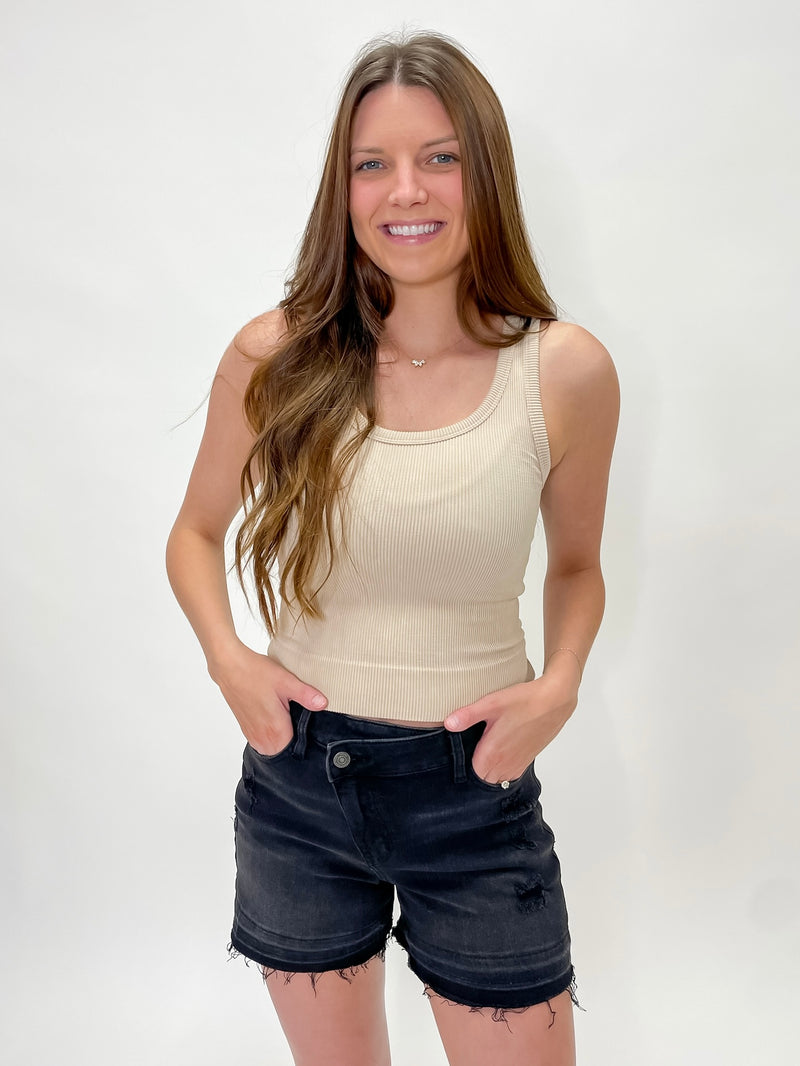 Ready To Board Ribbed Tank - Tan