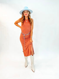 Takin' It Easy Ribbed Tank Midi Dress Salmon Salt