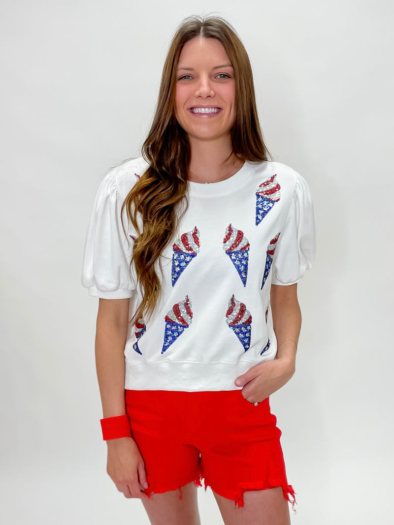 Patriotic Ice Cream Sequin Tee