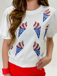 Patriotic Ice Cream Sequin Tee