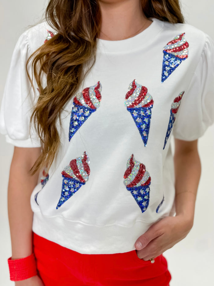 Patriotic Ice Cream Sequin Tee