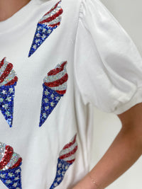Patriotic Ice Cream Sequin Tee