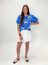 Sparkling Wine Glasses Puff Sleeve Top