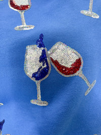 Sparkling Wine Glasses Puff Sleeve Top