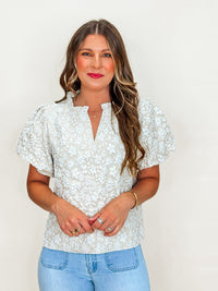 Daisy Dusk Puff Sleeve Blouse- Cream