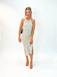 Takin' It Easy Ribbed Tank Midi Dress Taupe