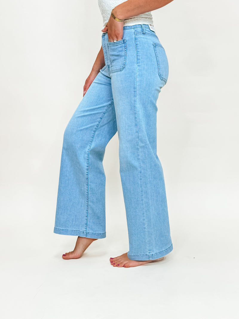 Just Black Denim Light Wash Mini Patch Pocket Jeans