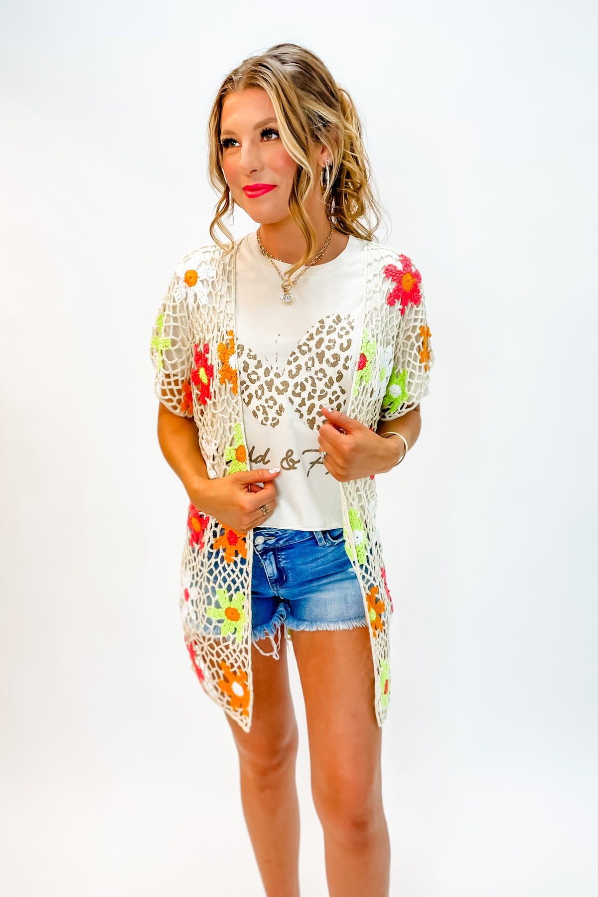 Flower Patch Crochet Cardigan Top