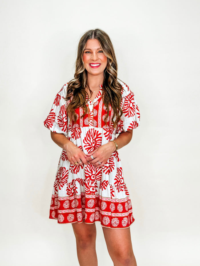Rose Clay Boho Breeze Printed Mini Dress