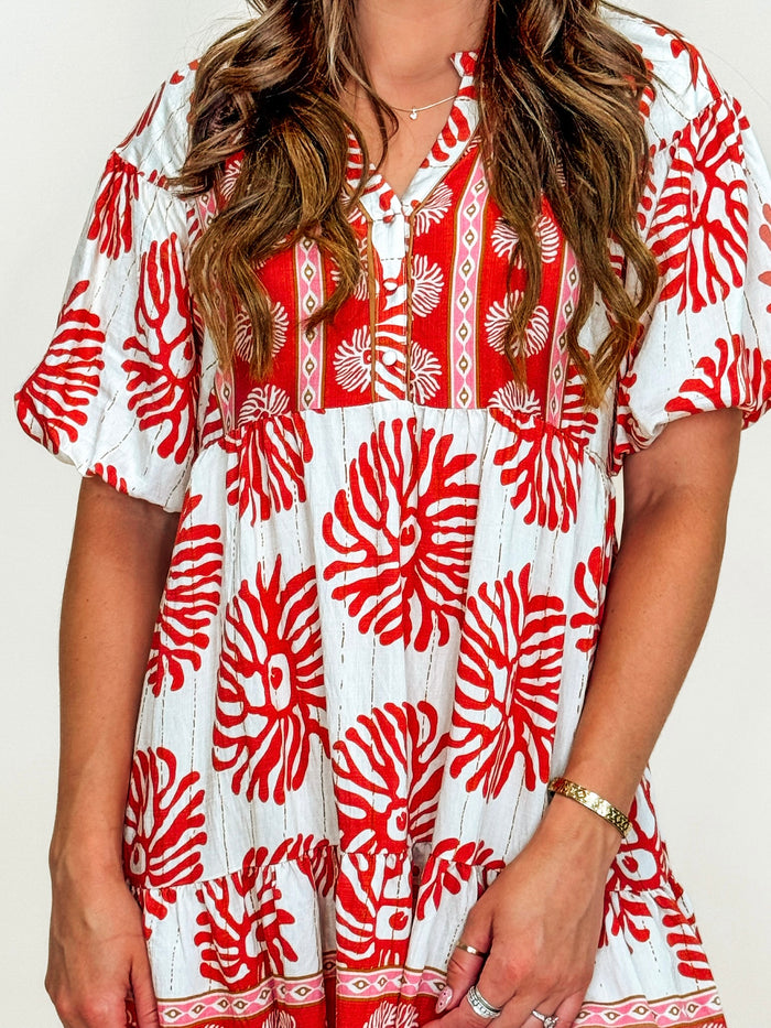 Rose Clay Boho Breeze Printed Mini Dress
