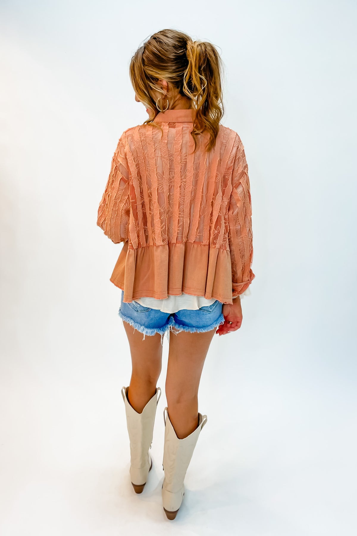 Coral Crochet Patch Lace Jacket