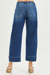 Risen Slouchy Cropped Dark Wash Barrel Jeans