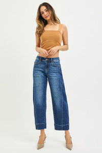 Risen Slouchy Cropped Dark Wash Barrel Jeans