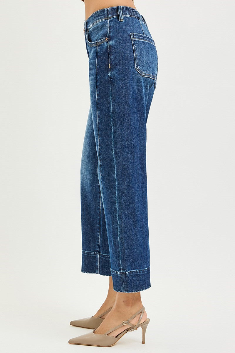 Risen Slouchy Cropped Dark Wash Barrel Jeans