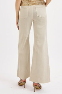 Risen Wide Leg Palazzo Jeans-Almond